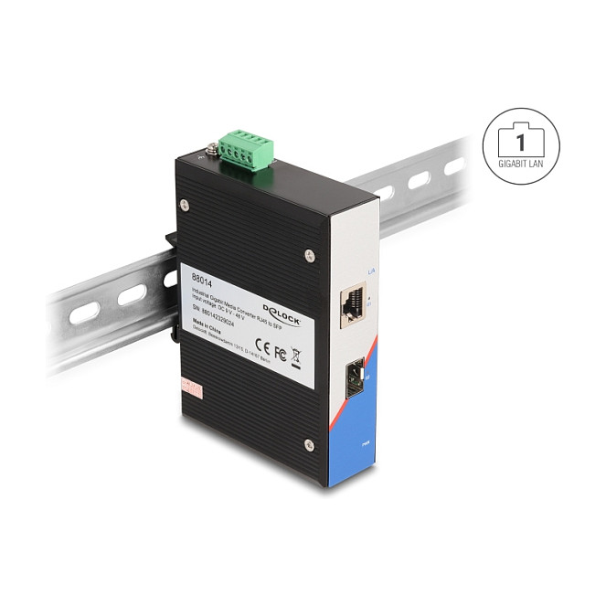 Delock Industrijski Gigabitni Medijski Konverter RJ45 na SFP za DIN šinu-3