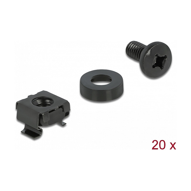 Set za montažu DELOCK za mrežni ormar M6 (20 komada) crna boja-1