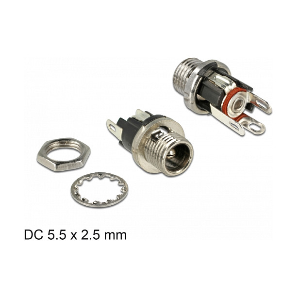 Konektor DELOCK DC 5.5 x 2.5 mm ženski za ugradnju (lemljenje)-0