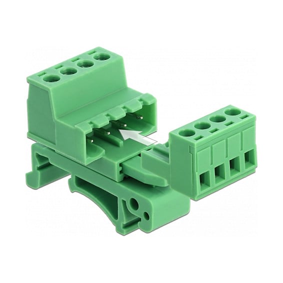 DELOCK Set terminalnih blokova za DIN šinu 66079 (4-pinski, kutni, 10 komada)-1