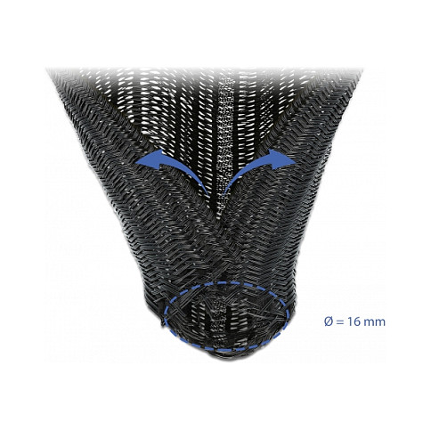 Pleteni bužir DELOCK samozatvarajući 5 m x 16 mm crna boja-1