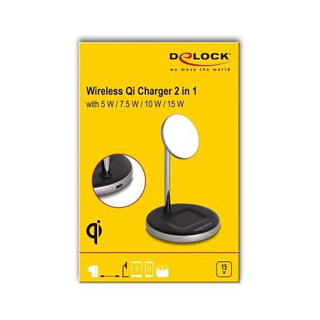 Bežični punjač DELOCK 2-u-1 Qi 15W, bijela boja-4