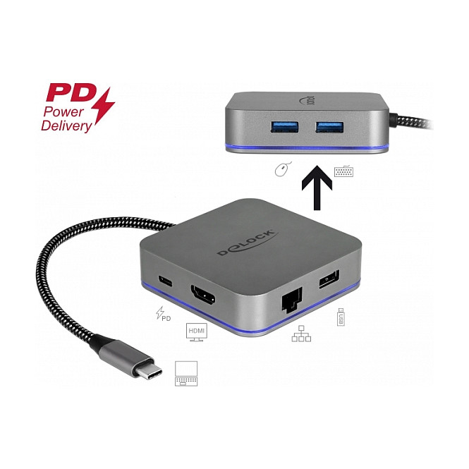 DELOCK USB-C priključna stanica za mobilne uređaje 4K HDMI s LED osvjetljenjem-4