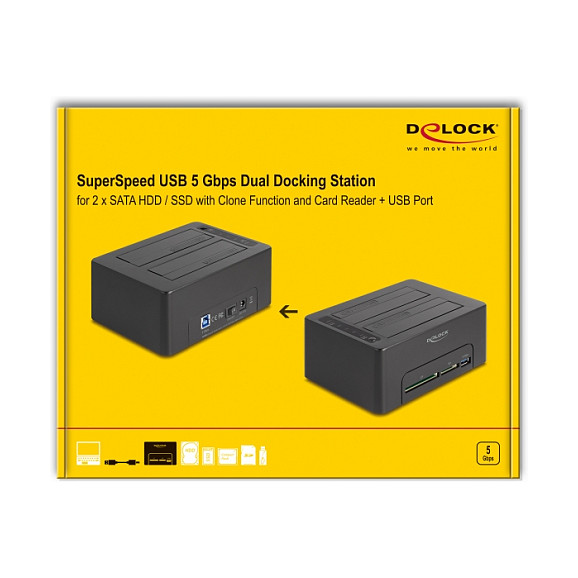 Priključna stanica DELOCK 64183 za 2x SATA HDD/SSD s funkcijom kloniranja-6