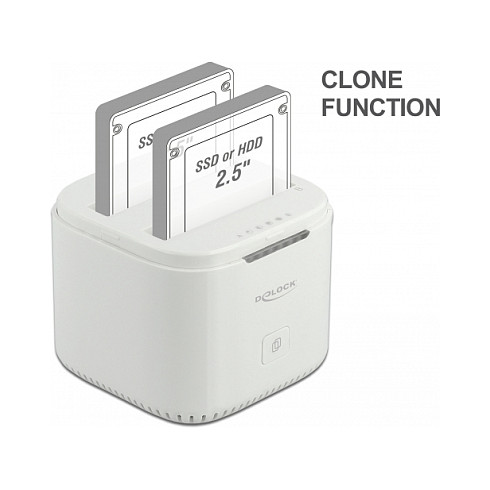 DELOCK USB-C 3.2 Gen 2 docking stanica za 2 x 2.5″ SATA HDD / SSD s funkcijom kloniranja, 63084-3