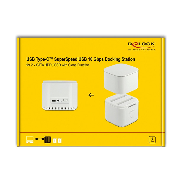 DELOCK USB-C 3.2 Gen 2 docking stanica za 2 x 2.5″ SATA HDD / SSD s funkcijom kloniranja, 63084-8