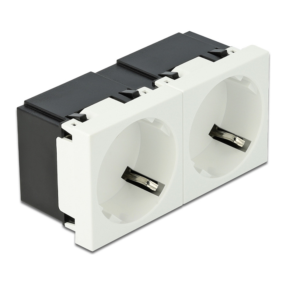 DELOCK Easy 45 dvostruka utičnica 2x Schuko (45°, 45x45mm), bijela boja