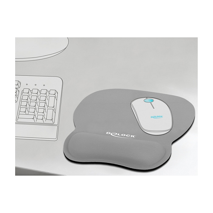 Ergonomska podloga za miš DELOCK 12698 s naslonom za zglob, siva boja-2