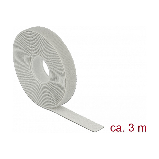 Čičak traka na roli DELOCK 3 m x 13 mm siva boja