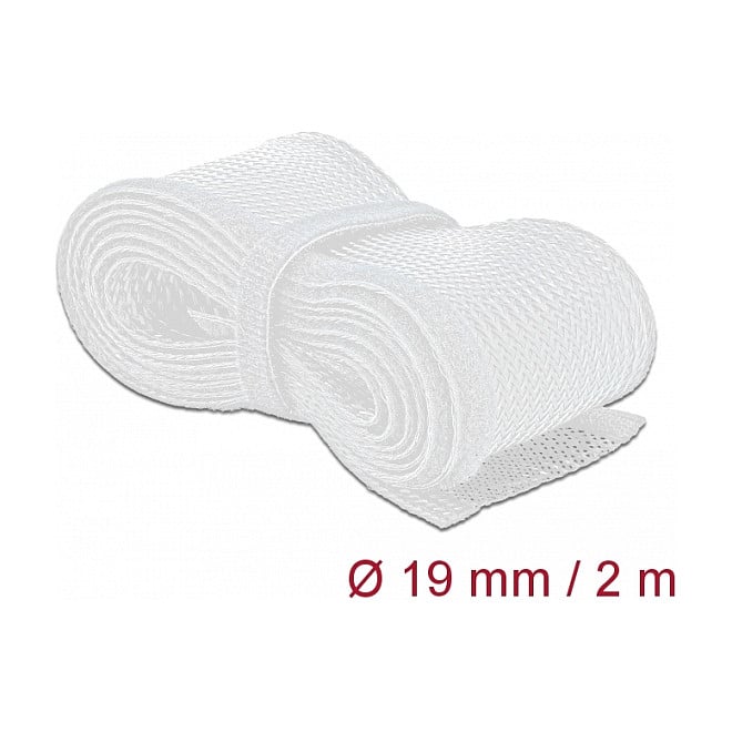 Organizator kabela DELOCK pleteni bužir s čičkom 2 m x 19 mm bijela boja (20702)