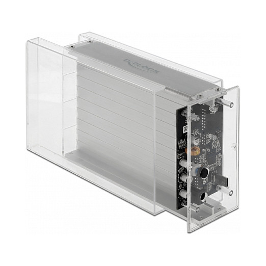 Vanjsko kućište DELOCK za 2x 3.5" SATA HDD/SSD (USB-C, RAID) prozirno-1