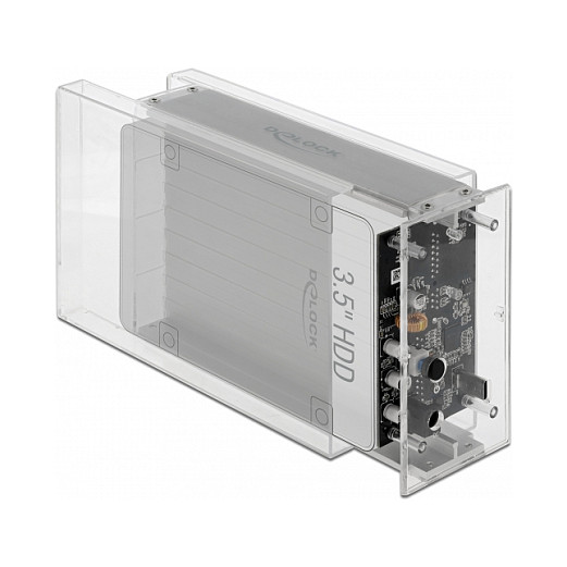 Vanjsko kućište DELOCK za 2x 3.5" SATA HDD/SSD (USB-C, RAID) prozirno-2