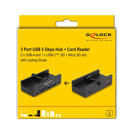 DELOCK 3-portni USB-C Hub i čitač kartica 5 Gbps 64285-4
