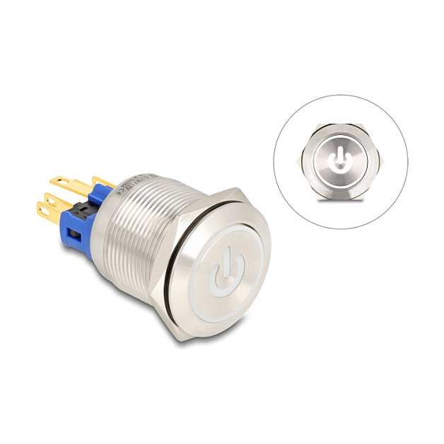 Ugradbena tipka DELOCK 22051, 22 mm, bijeli LED, IP67-0