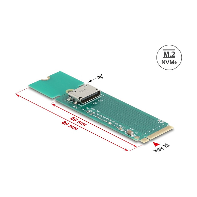 Konverter DELOCK M.2 Key M na OCuLink SFF-8612-2