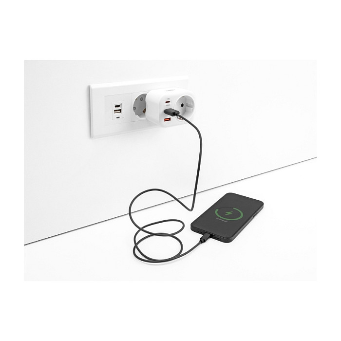 Ugradbena utičnica DELOCK 11498 s USB-C PD punjačem 20 W, bijela boja-3