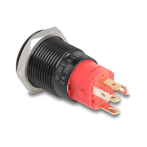 Ugradbena tipka DELOCK 16 mm s crvenim LED osvjetljenjem (12V)-1