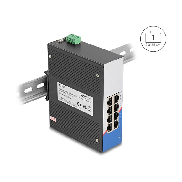Delock 8-portni Industrijski Gigabit Ethernet Switch za DIN šinu-3