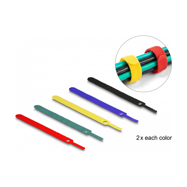 DELOCK čičak vezice za kabele 150 x 12 mm, set 10 komada, razne boje-1