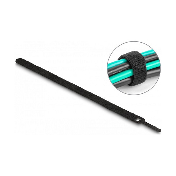 Vezice za kabele DELOCK čičak 250 x 12 mm crna boja (10 komada)-0