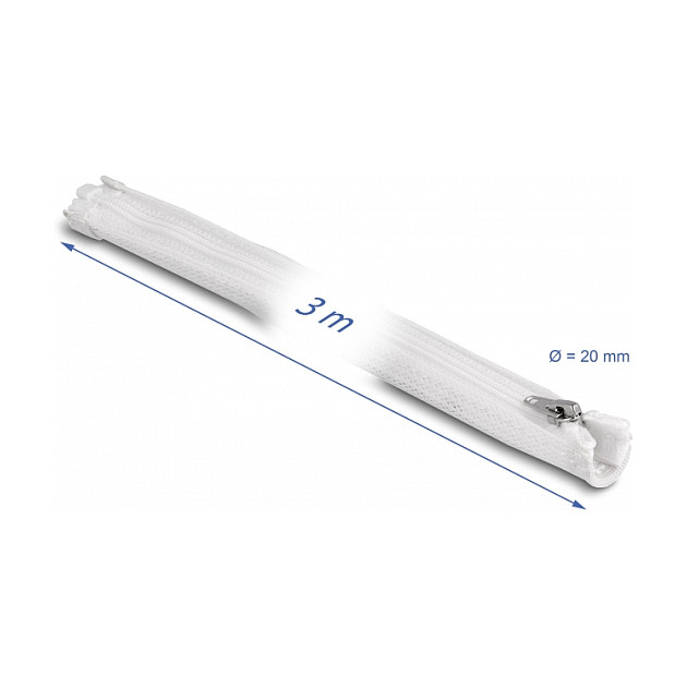 DELOCK pleteni bužir s patentnim zatvaračem 3 m x 20 mm, bijela boja-1