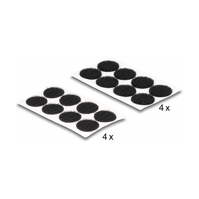 DELOCK Samoljepljive čičak točkice Ø 20 mm (64 komada, crna boja)