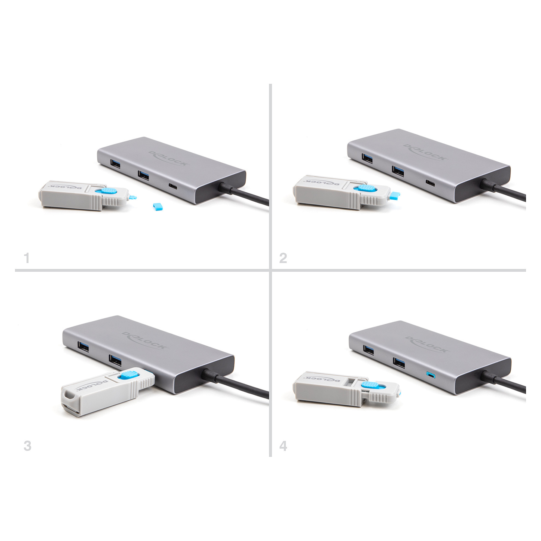 Blokator priključka DELOCK za USB-C (10 komada s ključem) bijela boja-1