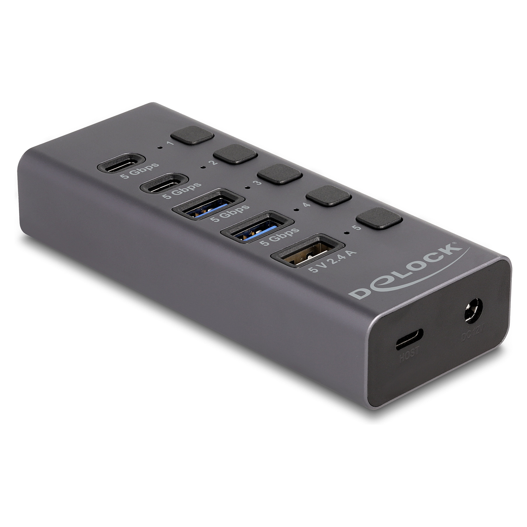 USB Hub DELOCK 64248 s prekidačima (5 Gbps, 2x USB-A, 2x USB-C, Fast Charge)