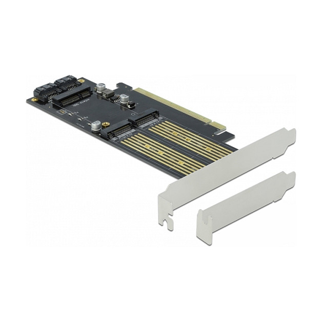 Adapter DELOCK PCIe x16 na M.2 NVMe / M.2 SATA / mSATA SSD (Low Profile)