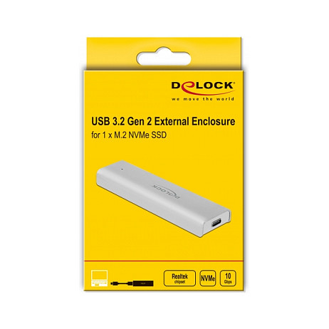 Vanjsko kućište DELOCK za M.2 NVMe SSD, USB-C 3.2 Gen 2-3