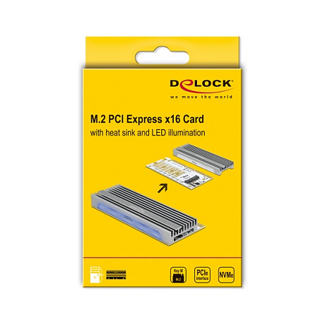 Adapter DELOCK PCIe x16 na M.2 NVMe SSD s LED osvjetljenjem, 90566-5