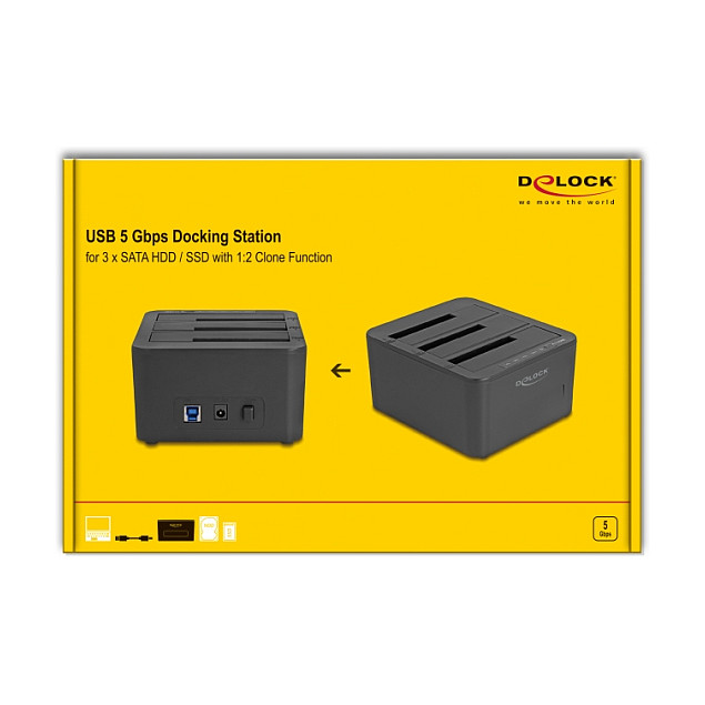 Docking stanica DELOCK za 3x SATA HDD/SSD s funkcijom kloniranja 12 (64332)-5