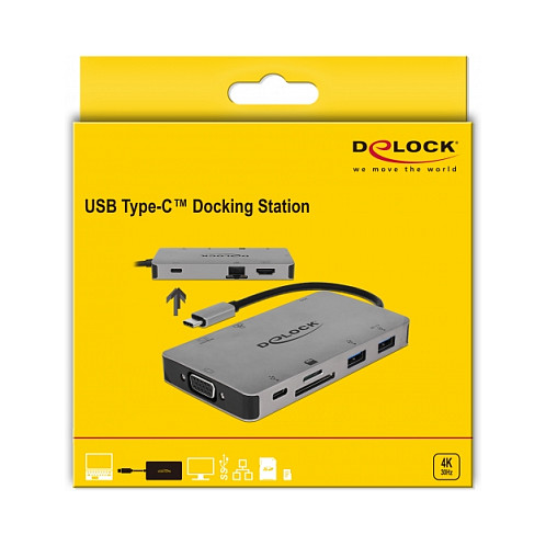 Priključna stanica DELOCK 87735 USB-C (4K HDMI, VGA, USB 3.1, LAN, SD, PD 3.0)-5