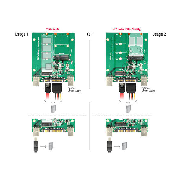 Adapter DELOCK 2.5" SATA 22-pin na M.2 / mSATA, 62732-1