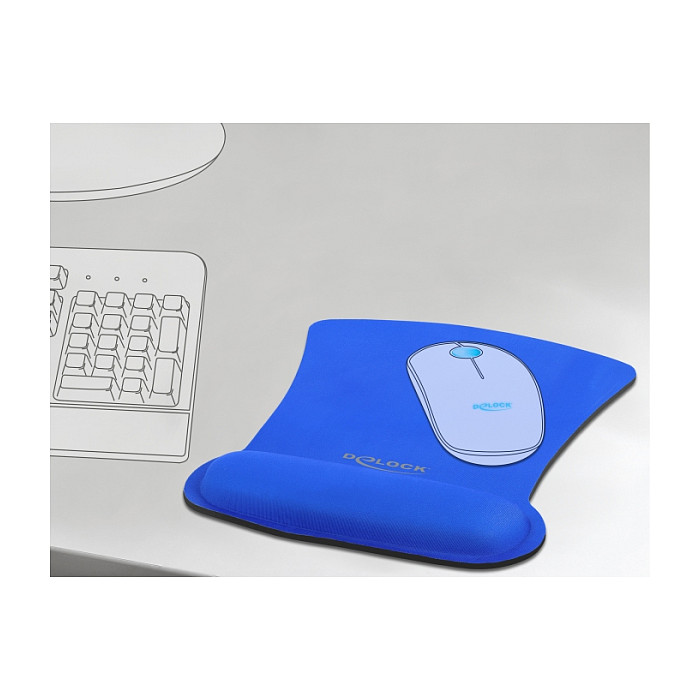Ergonomska podloga za miš DELOCK s naslonom za zglob plava boja-2