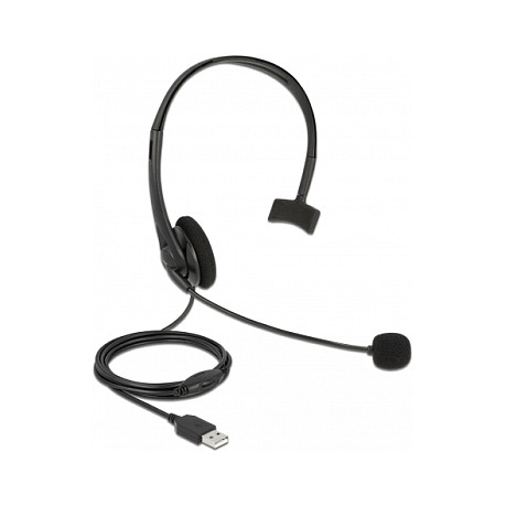 Slušalice DELOCK USB Mono Headset (USB-A, mikrofon, crne)-0
