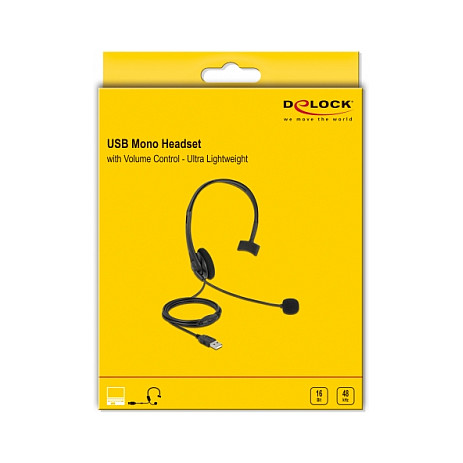 Slušalice DELOCK USB Mono Headset (USB-A, mikrofon, crne)-1