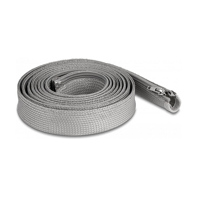 DELOCK pleteni bužir s patentnim zatvaračem za organizaciju kabela, 3 m x 30 mm, siva boja-0