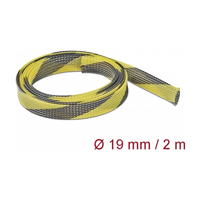 DELOCK rastezljivi pleteni bužir 2 m x 19 mm (crno-žuta boja)