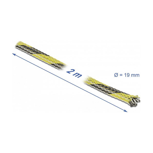 DELOCK rastezljivi pleteni bužir 2 m x 19 mm (crno-žuta boja)-1
