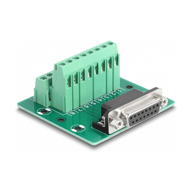 Delock Adapter za DIN šinu D-Sub 15-pinski (Ž) na 16-pinski Terminal Block