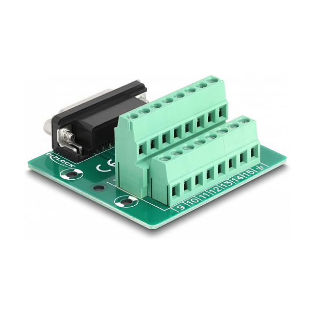 Delock Adapter za DIN šinu D-Sub 15-pinski (Ž) na 16-pinski Terminal Block-1
