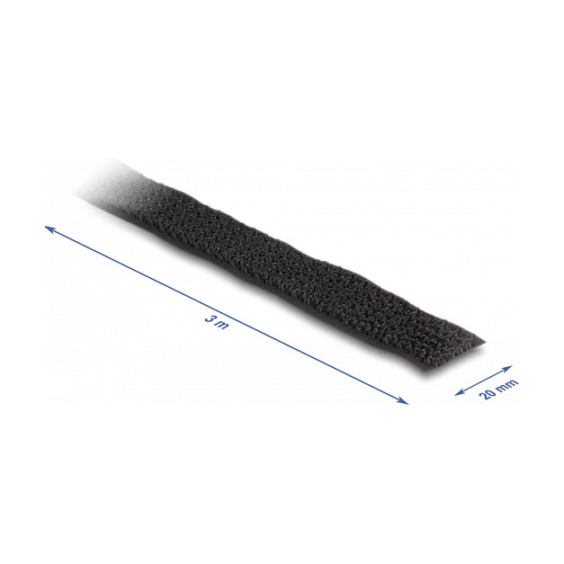 Čičak traka DELOCK na roli s kopčom 3 m x 20 mm crna boja - 19111-1