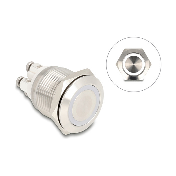 DELOCK ugradbeno tipkalo 19 mm s bijelim LED osvjetljenjem, 20977