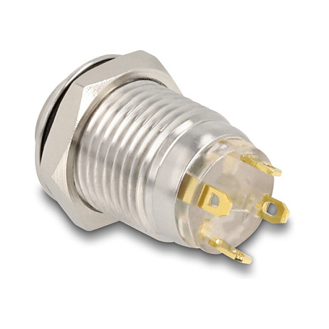 Ugradbeno tipkalo DELOCK 12 mm s LED osvjetljenjem (zelena točka)-1