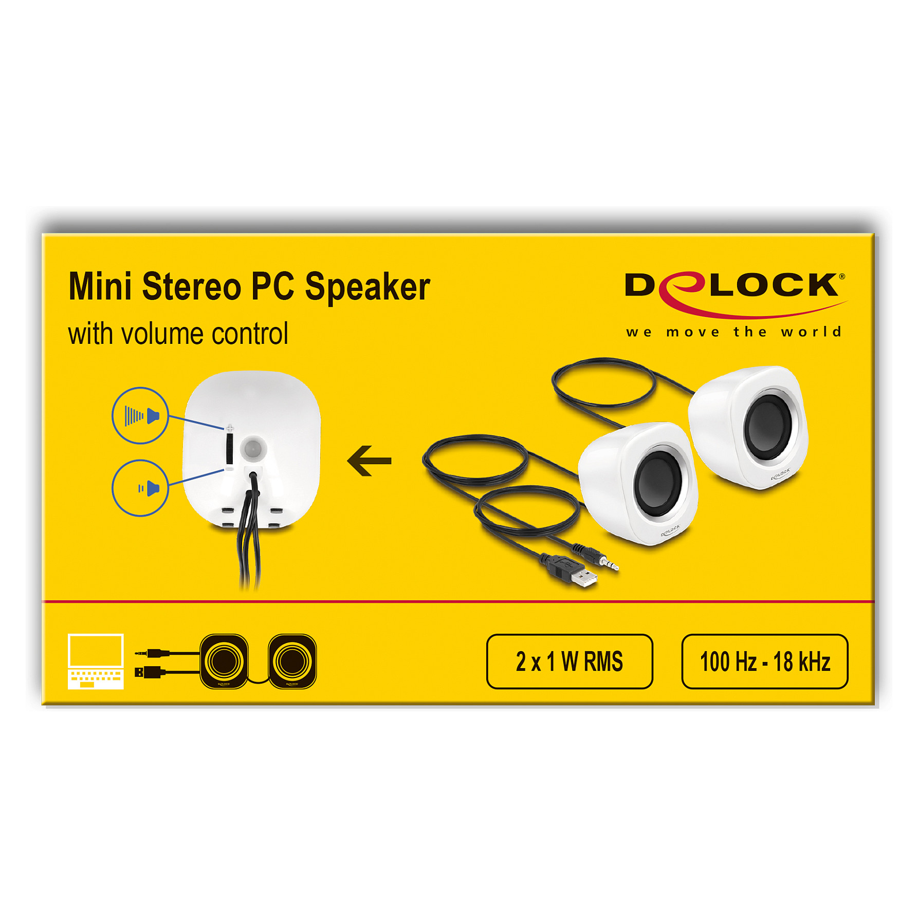Zvučnici DELOCK 27008 Mini Stereo PC 2.0 bijela boja-2