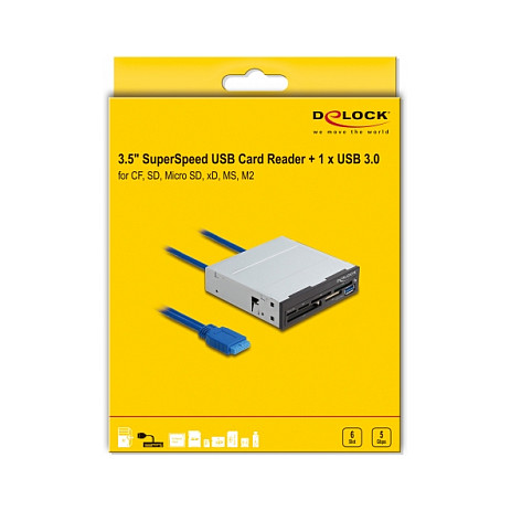 Čitač kartica DELOCK 3.5" SuperSpeed USB, 6 utora + 1x USB Type-A-3