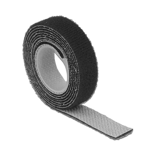 DELOCK čičak traka za kabele na roli, 1m x 13mm, crna boja-0