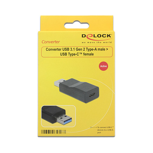 Konverter DELOCK USB-A na USB-C aktivni (10 Gbps, DP Alt Mode) 65696-1