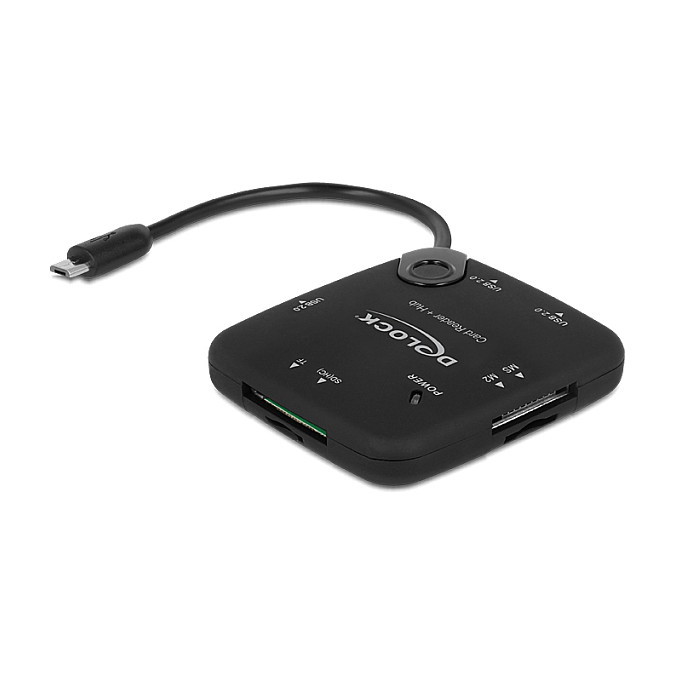 DELOCK Micro USB OTG čitač kartica i 3-portni USB 2.0 Hub-0